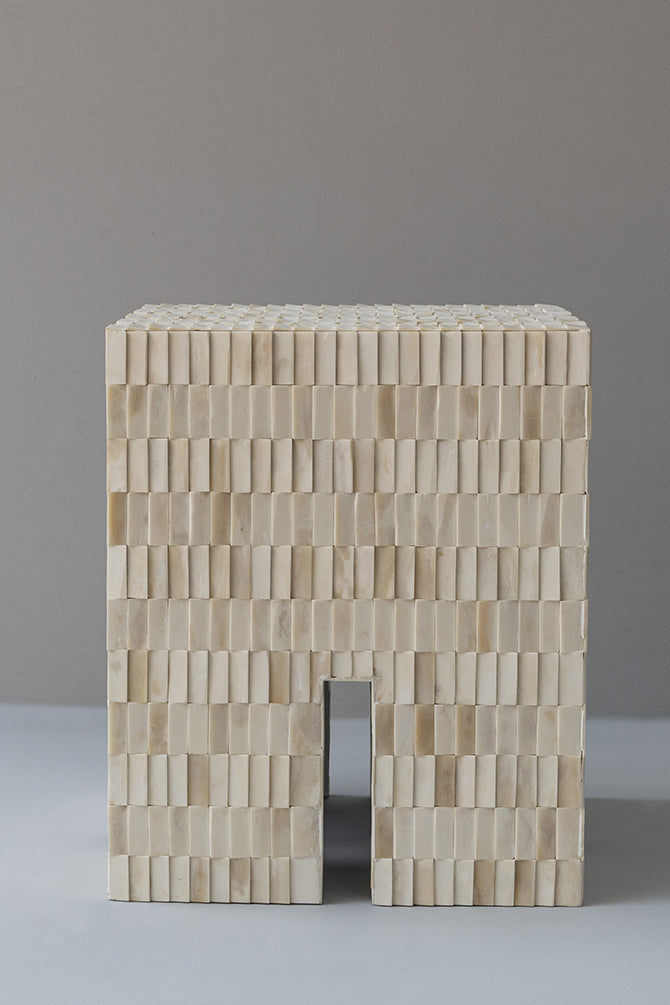 Torun Wooden Carved Bone Inlay Side Table