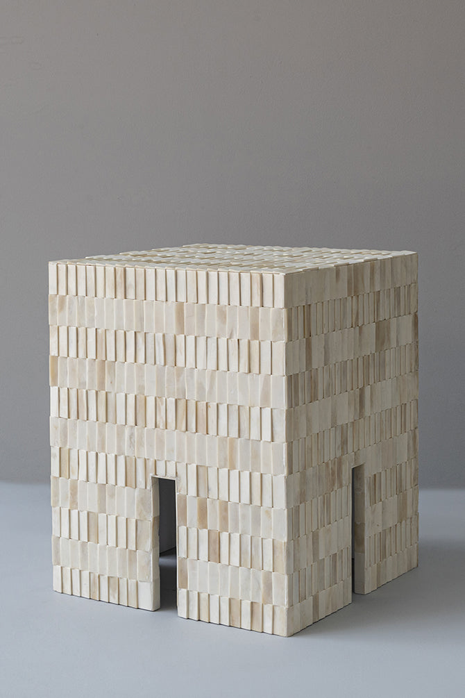 Torun Wooden Carved Bone Inlay Side Table