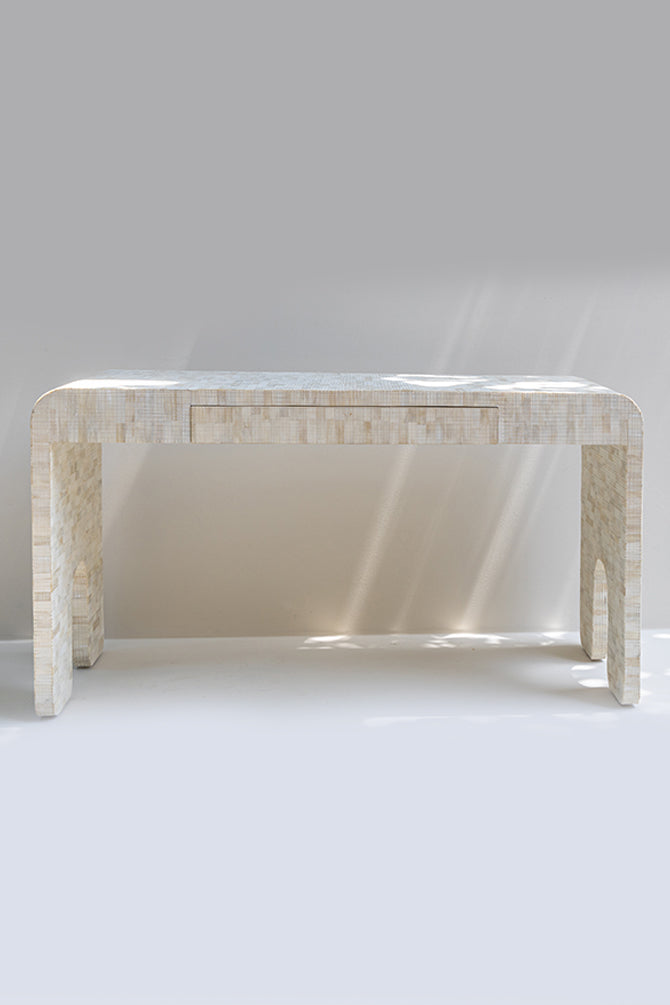 Gliwice Wooden Carved 1 Drawer Bone Inlay Writing Desk