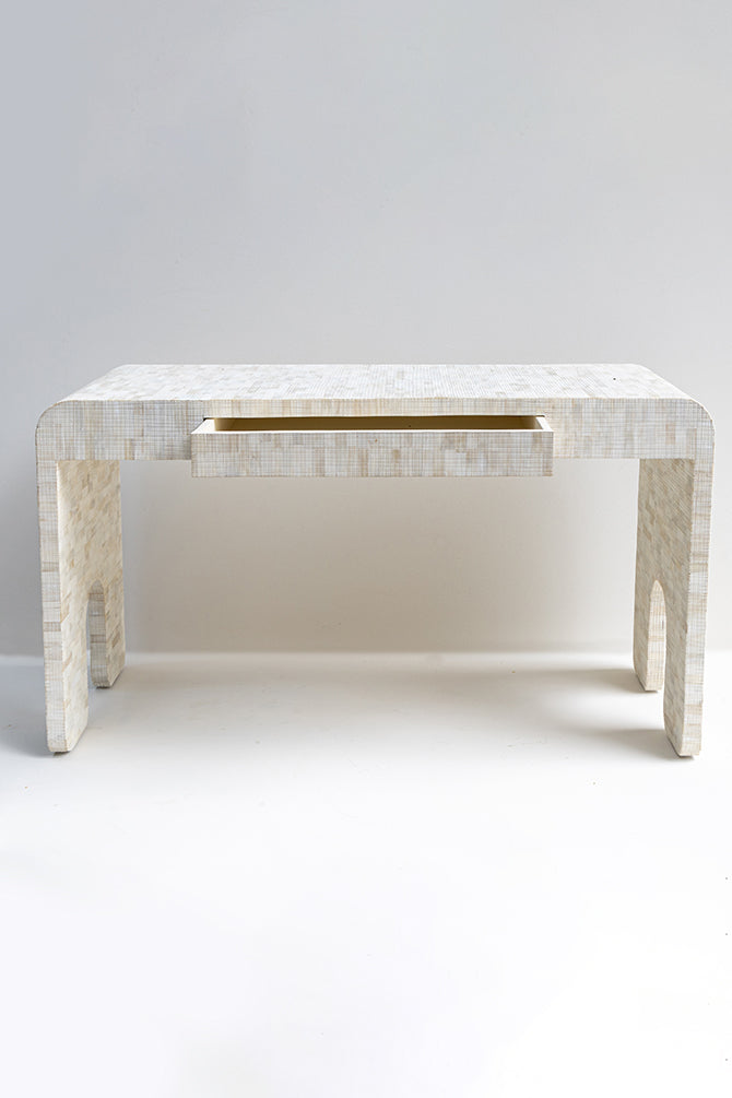 Gliwice Wooden Carved 1 Drawer Bone Inlay Writing Desk