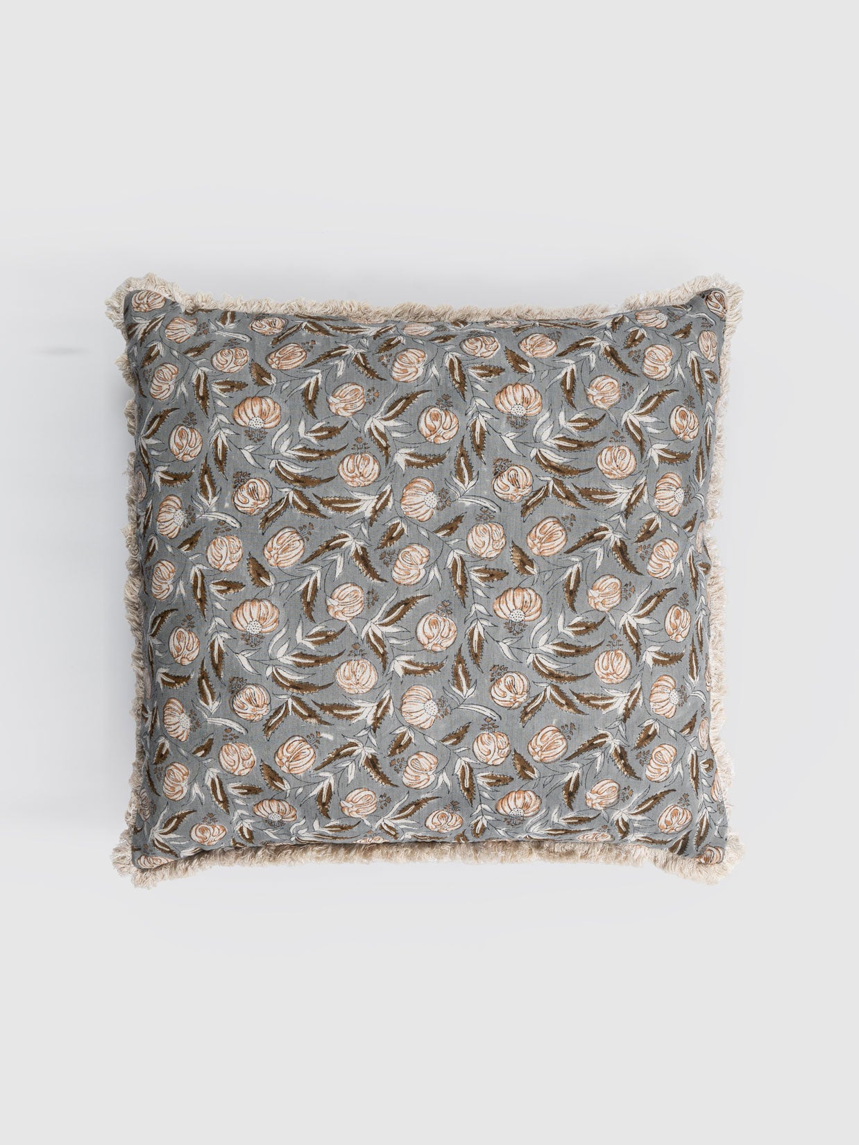 Peqin Reversible Printed Cushion Cover with Dyed Lace