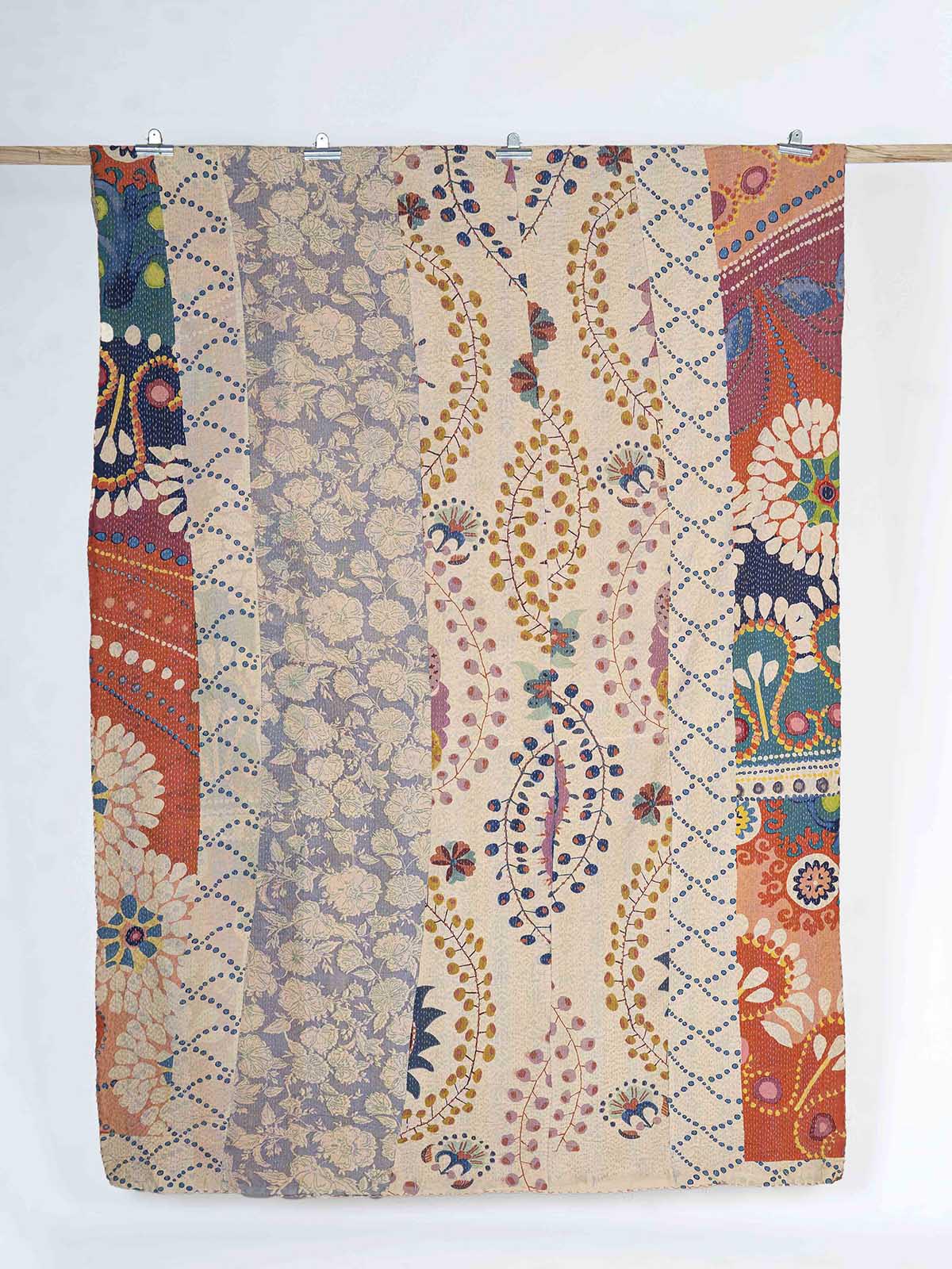 Lamuta Assorted Printed Patch Kantha Throw