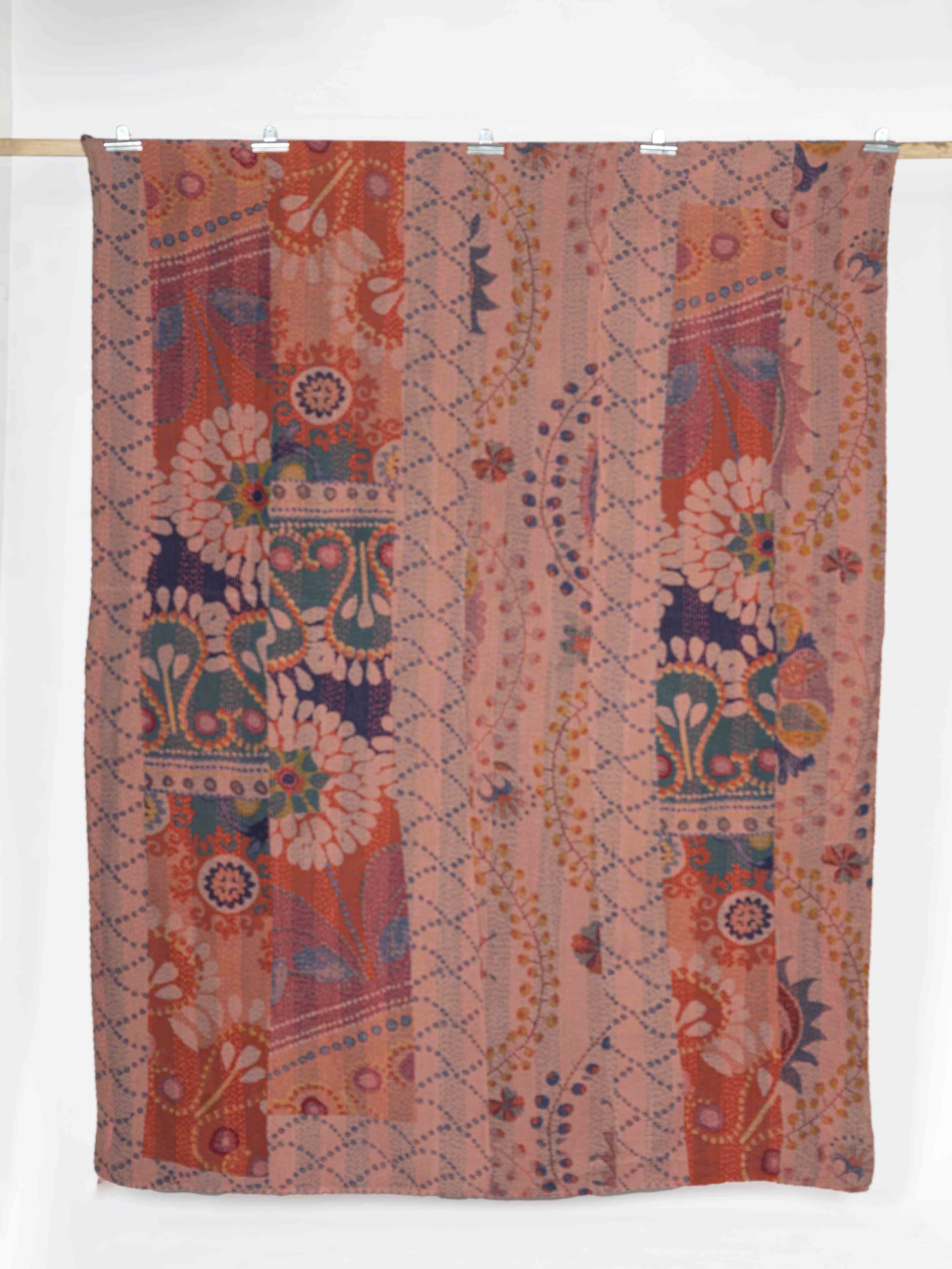 Riefnu Assorted Printed Patch Kantha Throw