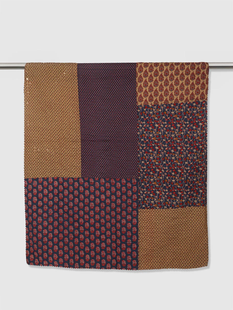 Cisinau Printed Patch Kantha Throw