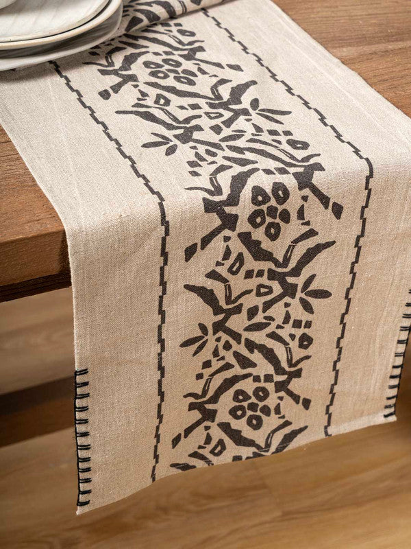 Zinnia Printed Runner with Hand Embroidery