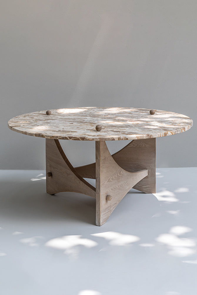 Opole Wooden Coffee Table With Marble Top
