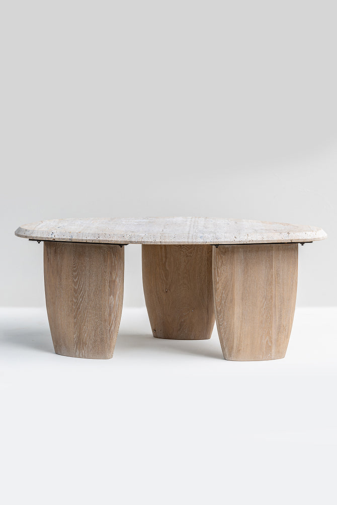 Leszno Wooden Coffee Table With Stone Top