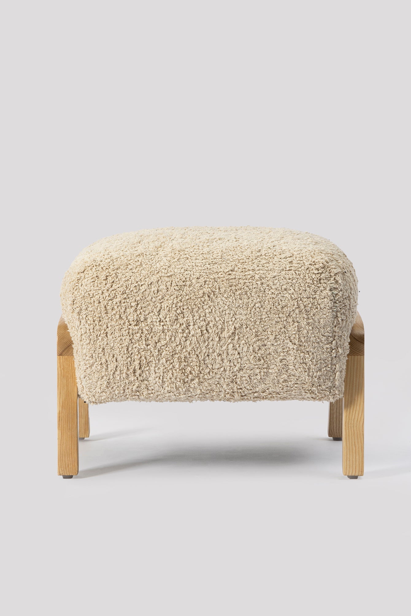 Oteppa Oak Wooden Upholstered Pouf