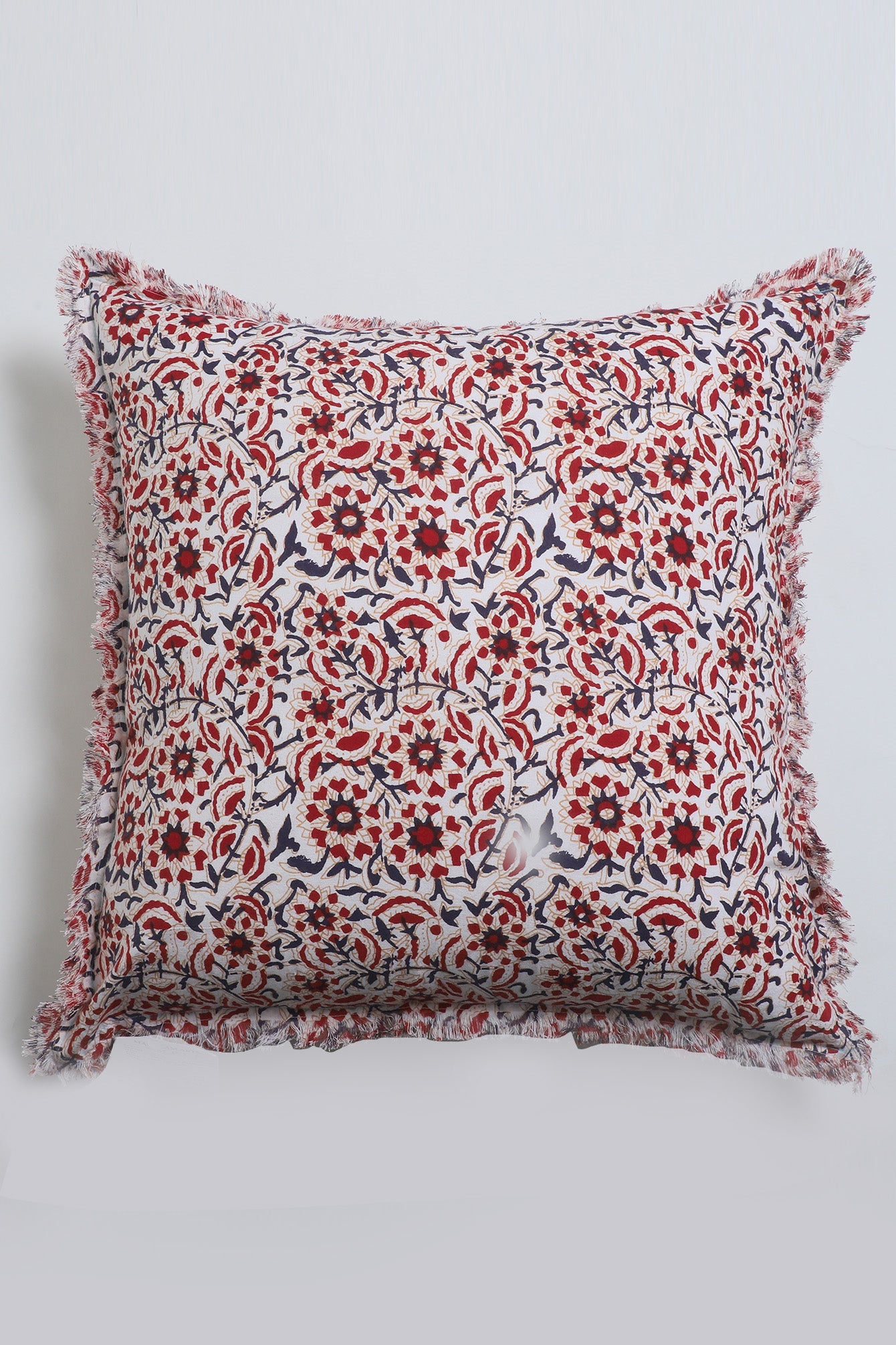 Tseri Printed Cushion Cover With Fray Edge