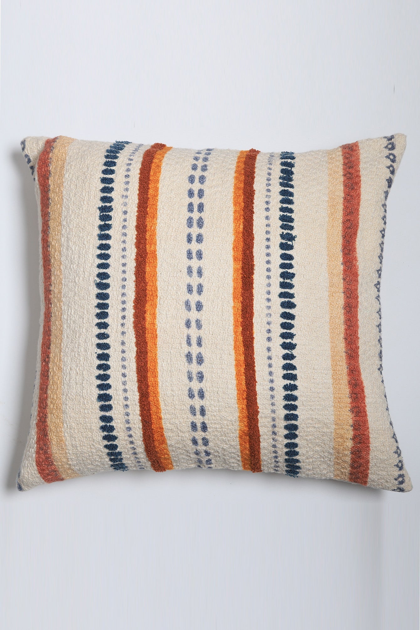 Visoko Embroidery Over Block Printed Cushion Cover