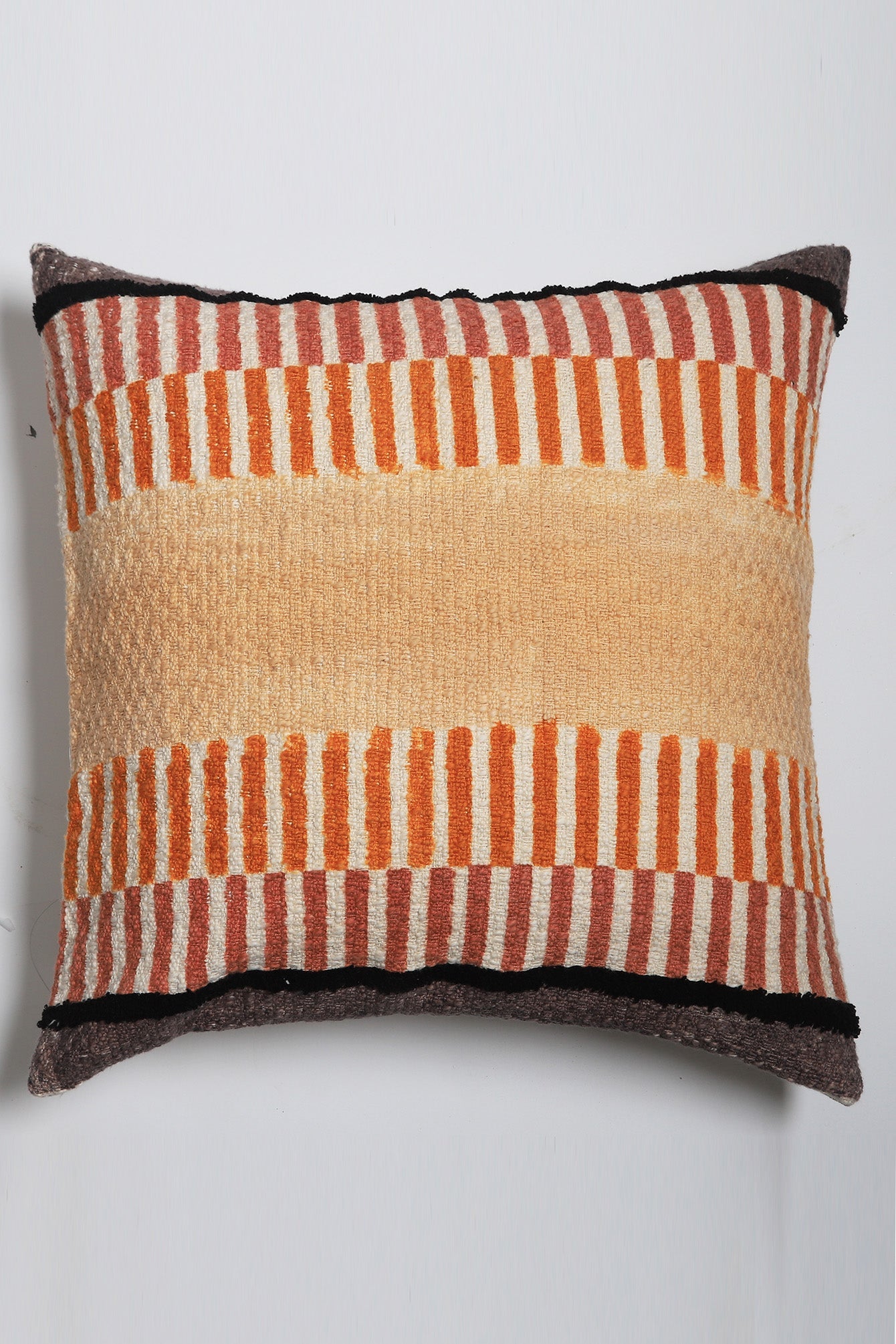 Kakanj Embroidery Over Block Printed Cushion Cover