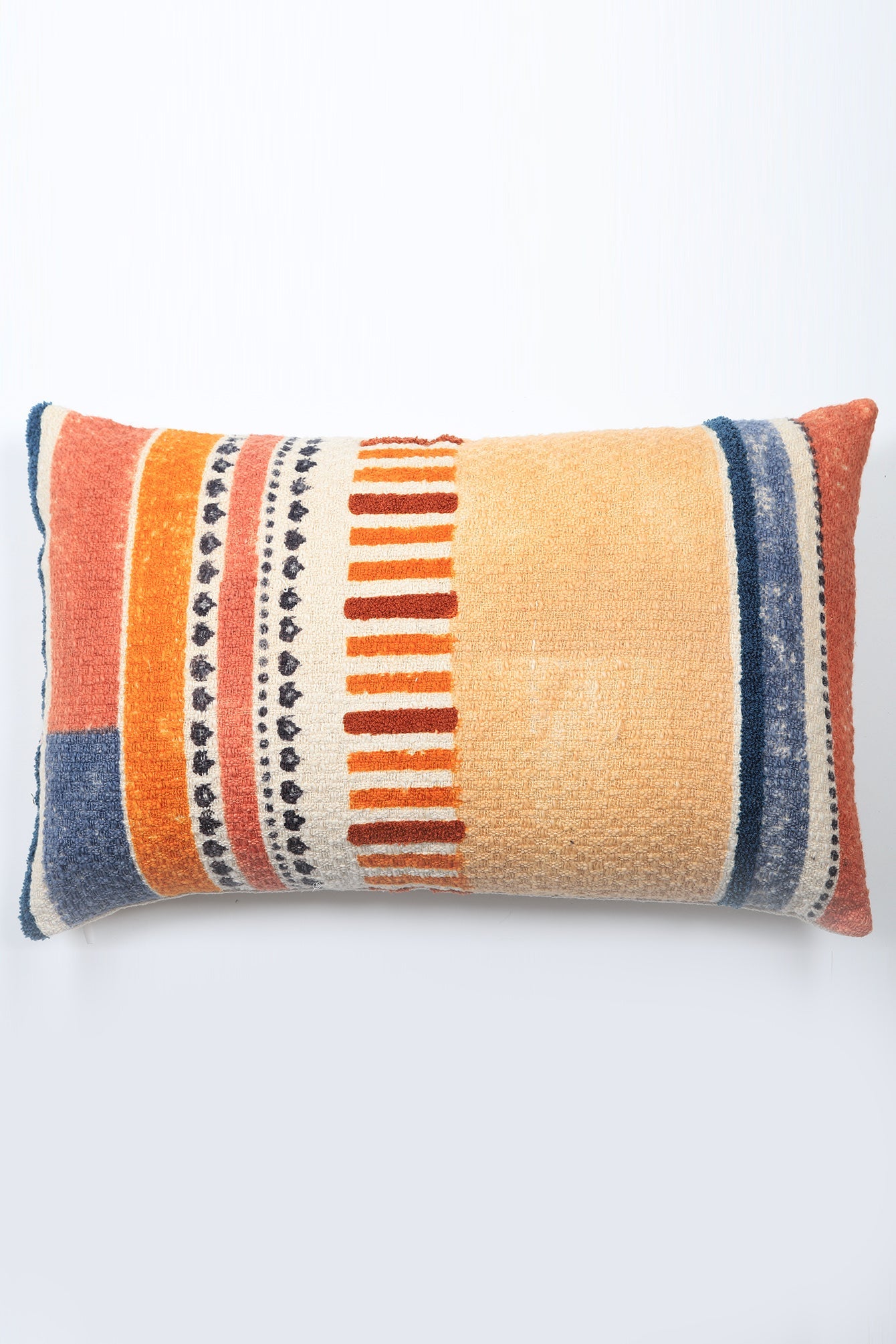 Laktasi Embroidery Over Block Printed Cushion Cover