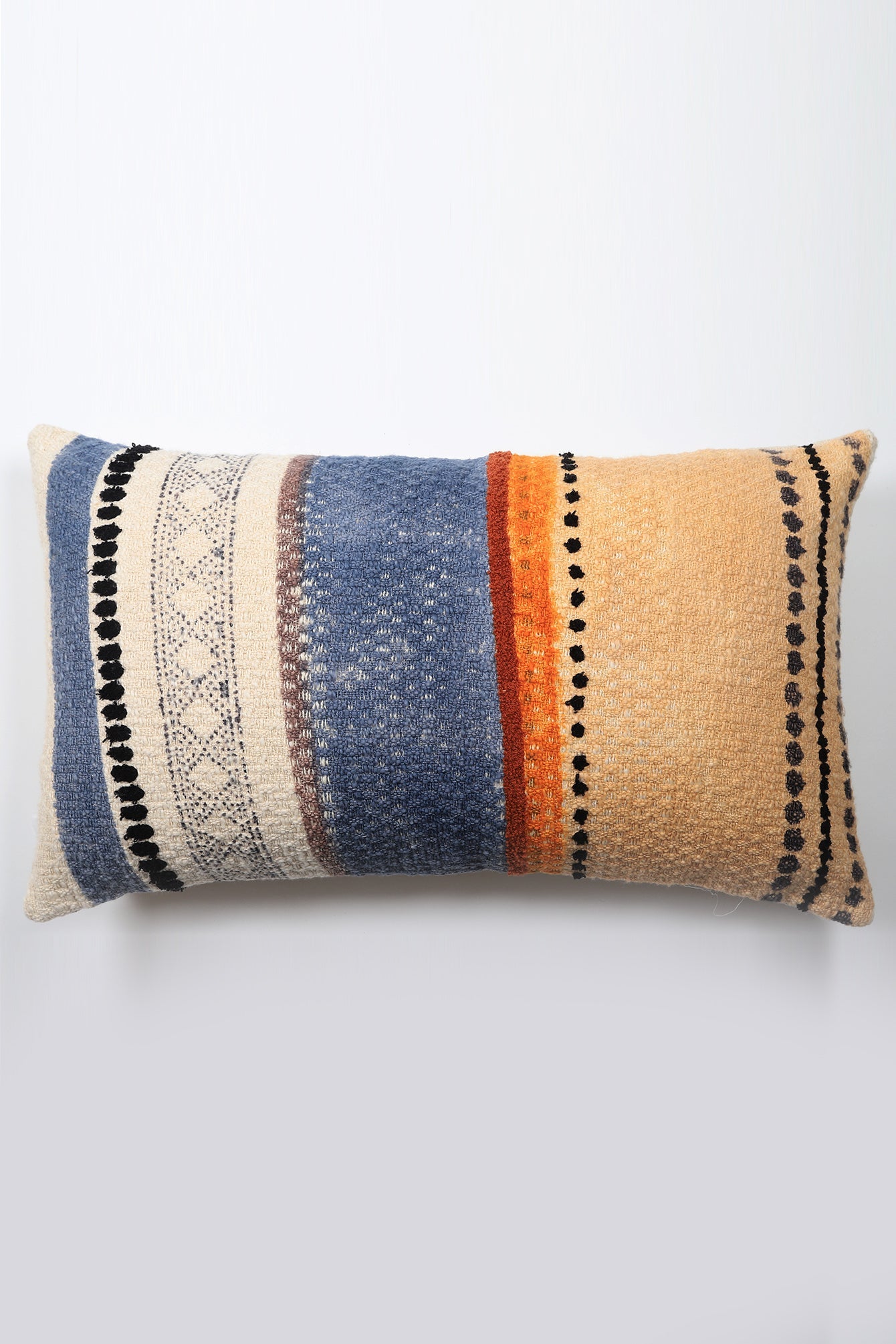 Burgas Embroidery Over Block Printed Cushion Cover